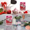 Kathfly Valentine's Day Wooden Sweetheart Candy Box Shaker Conversation Hearts Candy Box Decor for Exchange Seasonal Gifting Imitation Heart-shaped Candies Decor Word Stack for Lover Couple Gift