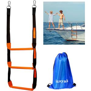 Boat Rope Ladder, 3 Step Heavy Duty 880lbs Strength Climbing Marine Rope Ladder with Reinforced Steps, Perfect for Inflatable Boat, Kayak, Motorboat, Canoeing