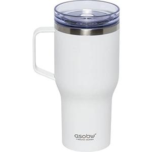 asobu 360 Travel Mug – 28oz Vacuum Insulated Stainless Steel Mug with 360° Spill-Proof Lid and Handle – Keeps Drinks Hot 12H / Cold 24H – Leak-Resistant and Cup Holder Friendly