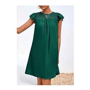 KIRUNDO Women Summer Shift Dress 2025 Casual Ruffle Cap Sleeve Smocked Crew Neck Loose Flowy
 (Large) KIRUNDO Women Summer Shift Dress 2025 Casual Ruffle Cap Sleeve Smocked Crew Neck Loose Flowy
 (Large)