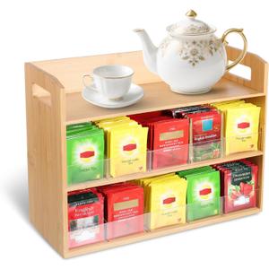 Bamboo Tea Bag Organizer, 3 Layer Wooden Tea Bag Storage Organizers Box for Countertop, Teabag Holder with Handle and 10 Acylic Adjustable Partitions for Coffee Station Office Kitchen Cabinet Chest Bamboo Tea Bag Organizer, 3 Layer Wooden Tea Bag Storage Organizers Box for Countertop, Teabag Holder with Handle and 10 Acylic Adjustable Partitions for Coffee Station Office Kitchen Cabinet Chest