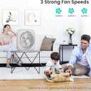 AMACOOL Table Fan, 12 inch Box Fan with 3 Adjustable Speeds & 8HRS Timer, Adjustable Angle Quiet Air Circulator, Desktop Fan for Bedroom Bathroom Kitchen Office, AC Adapter Included, Grey