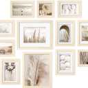 Egofine Picture Frame Set 12 Pack, Picture Frames Collage Wall Decor with Two 8x10, Four 5x7, Four 4x6, Two 4x4 for Wall and Tabletop, Made of Solid Wood, Covered by Plexiglass, Natural Wood