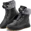 Larwen Snow Boots for Women Winter: Warm Comfortable Fur Lines Waterproof Booties for Walking Work Outdoor, 42
