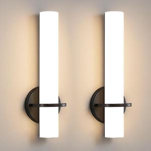 Wall Sconce Light - 15 inch Modern Black Bathroom Light Fixtures Wall Sconces Set of Two Dimmable LED Sconce Lighting, 15W 3000K Wall Light with Acrylic Shade for Bedroom Stairway Living Room (Hardwired (15in-2pcs))
