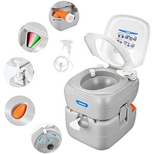 Kohree 5.8 Gal Portable Toilet for Adults: Large Camping Toilet with Detachable Waste Tank, Leak-Proof Cassette with Level Indicator, Flushable Boat Porta Potty for Home Use, Camper, RV Travel
