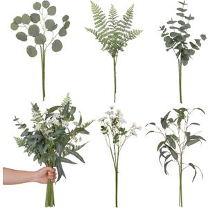 JUSTOYOU Faux Artificial Eucalyptus Stems 23.6" Tall, Greenery for Vase 13PCS Faux Artificial Greenery Stems Flowers Mixed Fake Greenery for Bouquets Floral Arrangement Wedding Party Decor (Green)