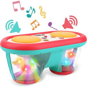 Baby Toys for 6 to 12 Months, Drum Musical Learning Infant Toys Rotating Light Up Toys for 12-18 Months, Tummy Time Toys for Baby 0-3-6-9 Months, Baby Gifts Toys 1 Year Old