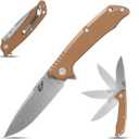 Eafengrow EF223 Folding Knife D2 Blade with G10 Handle Multi Pocket Knife Survival Outdoor Camping Survival (brown)