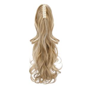 Claw Clip Ponytail Extension 18" Clip in Wavy Ponytail Hair Extensions Long Pony Tails for Women Extensions Ash Blonde Mix Light Bleach Blonde Wave Hairpiece