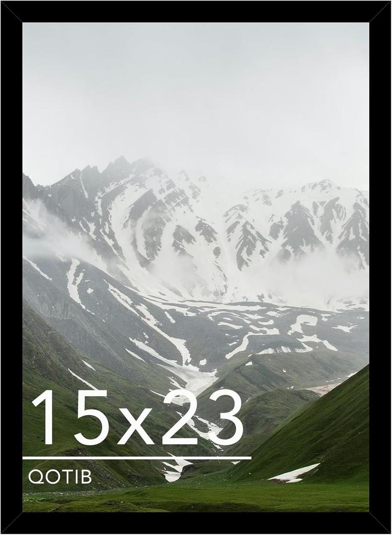 15x23 Picture Frame Black for Wall Mounting, Horizontal and Vertical Formats for Wall Hanging, Wood 15x23 Frame, Black, 1 Pack
