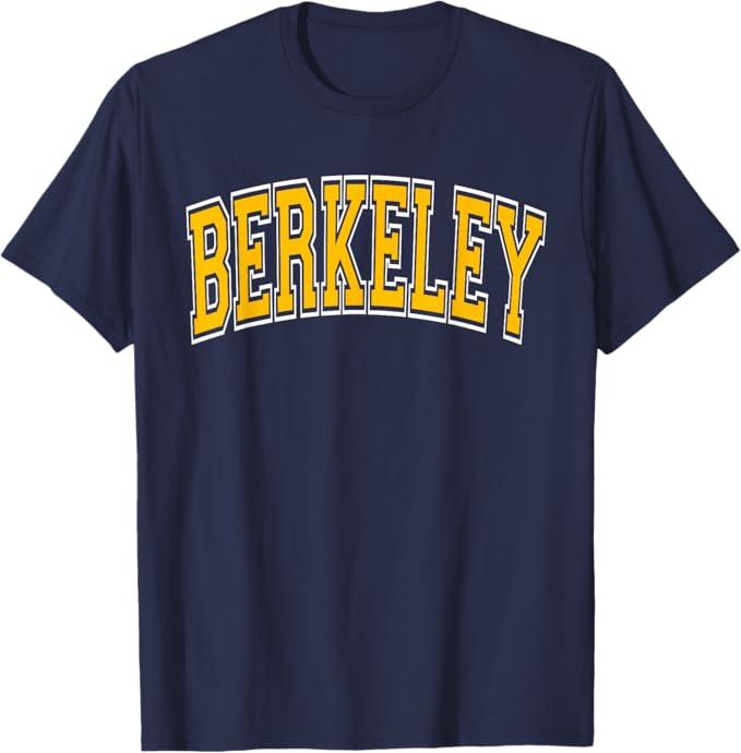 Berkeley Arched Amber Text T-Shirt Navy Blue, S