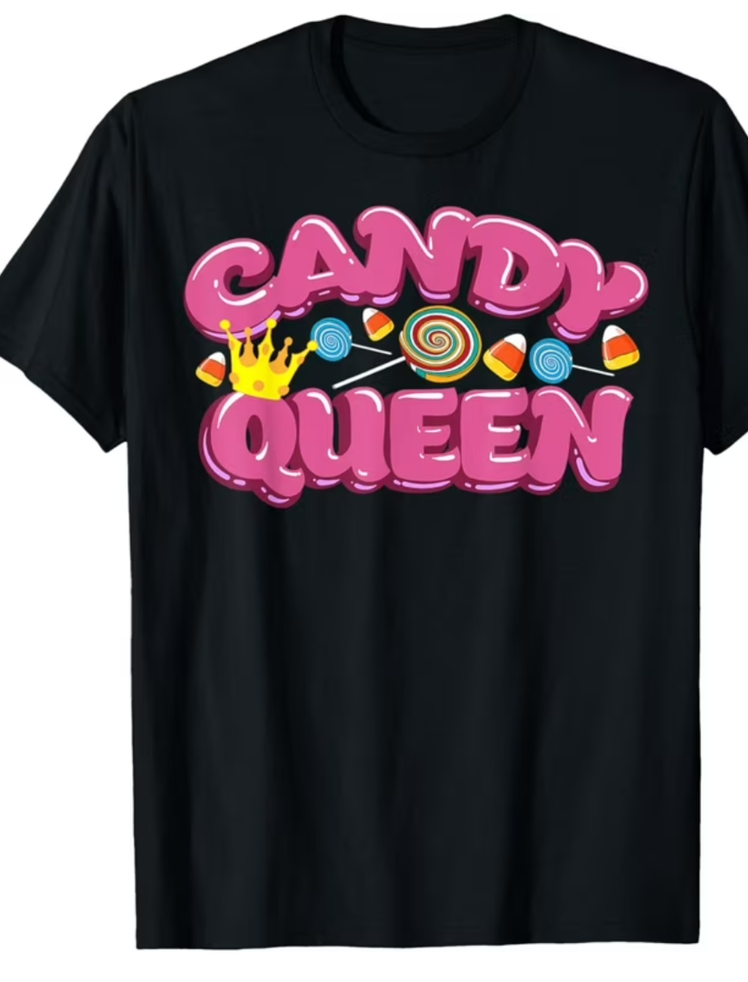 Funny Candy Queen Gift for Lollipop Lover Sweet Tooth Women TShirt, Size  1X