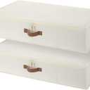 StorageWorks Underbed Storage Containers with Lids, 2-Pack 6" Low Profile Under Bed Organizers for Clothes, Bedding and Sweaters, 53L Large Fabric Storage Bins, Foldable Space Saving, Beige (Medium)