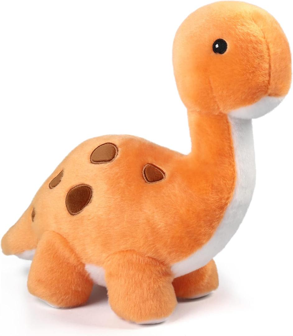 Benben Dinosaur Stuffed Animal, 11.5 Dino Plush Toys, Cute Plushies for Kids, Brachiosaurus, Baby Shower, Easter Decorations, Orange