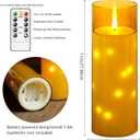 Sasigeiaa Waterproof Outdoor Candles with Timer & Remote - Battery Operated LED Candles, Realistic Flameless Plastic Pillar, Pack of 2 (4" D x 10" H, Gold) for Patio, Garden Camping Rainy Weather