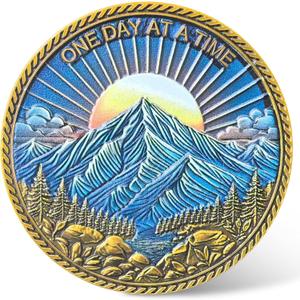Sobriety Chip - 1.57 Inch Zinc Alloy Token with Inspiring Mountain Design & Serenity Prayer for Daily Motivation & Support in Overcoming Addiction