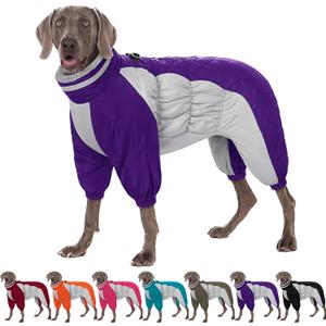 AOFITEE Dog Coat Warm Dog Puffer Jacket for Winter, Windproof Dogs Coat with Harness Built in, Reflective Turtleneck Dogs Winter Jacket Snowsuit, Full Body Fleece Coats for Pet (Purple,L)