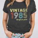 FYAPHION Vintage 1986 T Shirts for Women 40th Birthday Gifts Born in 1986 Tshirt Retro Casual Short Sleeve Tee Tops (S)