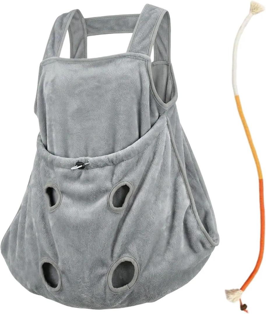 Cat Apron, Plush Pet Sleeping Bag for Napping,Soft Cat Chest Carrier - Adjustable Velvet Sling for Kittens & Small Cats, Includes Calming Chew Toy, Machine Washable