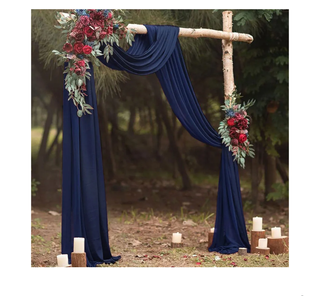 Showgeous 2 Panels  Dark Navy Ceiling Drapes for Wedding Ceiling Drapes 5ftx10ft Ceiling Draping Fabric Gauze Curtains Cheesecloth Drapery Draping Wedding Ceiling Decorations for Party Ceremony Stage Swag