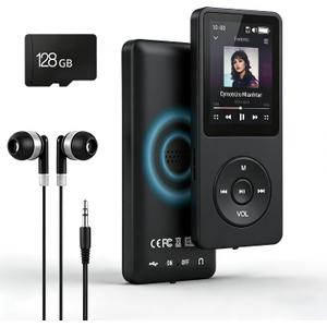 MP3 Player with Bluetooth 5.2 HiFi Sound, with Built-in Speaker/FM Radio/Voice Recorder/E-Book, Lossless Sound Multifunctional Mini Design Ideal for Sport Running (Earphones Included)