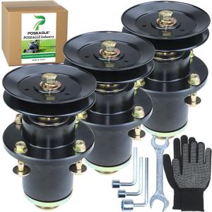 3 Pack 037-6015-50 Spindle Assembly with 033-6003-00 Spindle Pulley Replace 037601550 037 6015 50 for Bad Boy 36", Compact Outlaw 42", 48", Maverick 48", Revolt 48", ZT Elite 48" Decks
