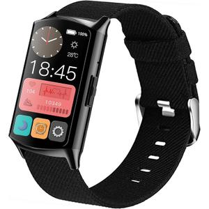 Compatible with EGQINR Smartwatch Bands,Lamshaw 18mm Breathable Nylon Woven Fabric Replacement Accessory Strap Compatible for EGQINR H31/MKYOPT H31 Smartwatch Fitness Trackers-1.58" (Black)