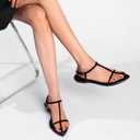 Flat Sandals for Women with Metal Buckle Ankle Strappy Ladies Fashion Slide Sandals Comfortable Summer Open Toe Women Sandals Dressy. (7.5, Black)