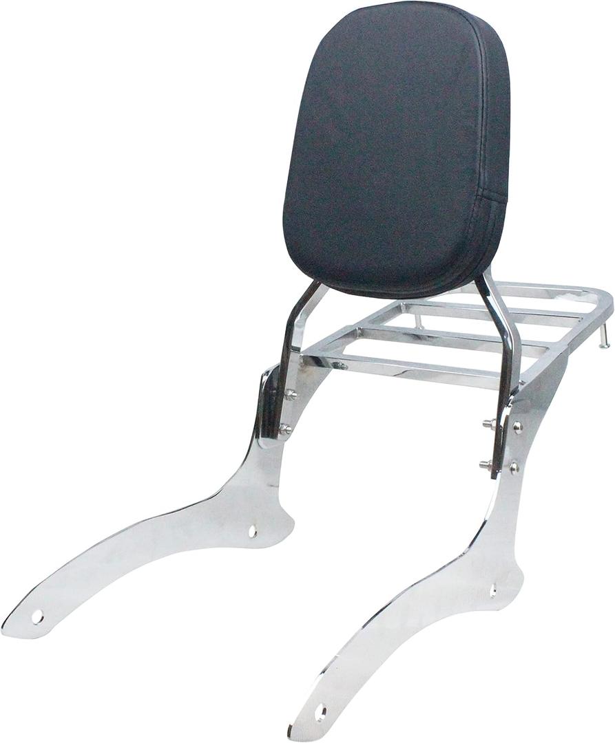 YHMOTO Sissy Bar Backrest + Luggage Rack Combo Fits for 2000-2011 Yamaha V-Star XVS 1100 Classic Dragstar XVS 1100 Classic (Chrome)