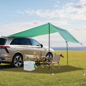 Portable Car Awning, Lightweight Vehicle Awning for Camping UV50+ Car Canopy for Beach, Outdoor Activities | Easy Setup, Waterproof & Compact Design