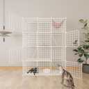 Cat Cages Indoor Enclosure with Plastic Platforms, Cat Playpen Catio Detachable Metal Wire Kennels Cats Crate Large Exercise Place Ideal for 1-3 Cats, Size: 35.4"L x 31.5"W x 35.4"H