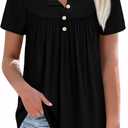 WIHOLL Womens Summer Tunic Tops Button Down Shirts Short Sleeve T-shirts Beach Vacation Clothes Spring (Large)