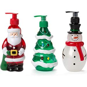 Seasonal Decor Hand Soap Dispenser: Simple Pleasures Christmas Set with Scented Liquid Soap - Decorative Hand Pump Refillable Soap Dispensers for Kitchen and Bathroom