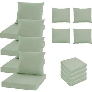 Oslimea Patio Cushion Covers Replacement Set of 4, Water Resistant Outdoor Cushion Slipcovers with Zipper Chair Seat Cushion Covers for Outdoor Furniture (24 x 20 Inch, 24 x 24 x 4 Inch, Bean Green)