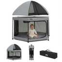 Jeep Hexagon Pop Up Play Yard with Removable Canopy | Ideal for Indoor and Outdoor Use, Grey