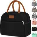 Coobiiya Lunch Box Lunch Bag for Women Men,Reusable Cute Lunch Pail Bag,Leakproof,Insulated LunchBox Tote Compact 10L, Cooler Lunch Container for Work Travel Office (Black)
