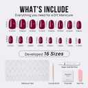 BTArtbox Press On Nails Short - Press on Nails Red Short Oval Nails Fake Nail with Nail Glue, Fit Perfectly, Reusable Stick On Nails in 16 Sizes, 32 Nail Kit, Grape