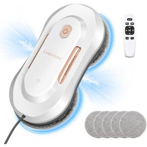 CL3 Window Cleaner Robot with Dual Water Spray Automatic Window Cleaning Washer Robot with Remote Control 3000Pa Suction Glass Cleaning Cleaner for Vertical Surface/Glass/Door (White)
