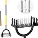 2-in-1 Lawn Aerator 43.3'',Aerator Lawn Tool with 18 Spikes,Manual Lawn Aerator Coring Tool,Yard Grass Plug Aerator for Lawn Aerating,Core Aerator with Cleaning Tool for Lawn Garden Care Compact Soil