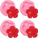 4 Pieces Hibiscus Flower Mold Silicone Mini 3D Candy Cake Chocolate Gummy Flower Hibiscus Molds for Cake Decorating Party Decorations