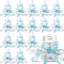 Nuenen 48 Pcs Baby Shower Milk Bottles with Ribbon Plastic Bear Candy Bottles Baby Shower Favors Gender Reveal Wedding Birthday Party Decorations(Blue)