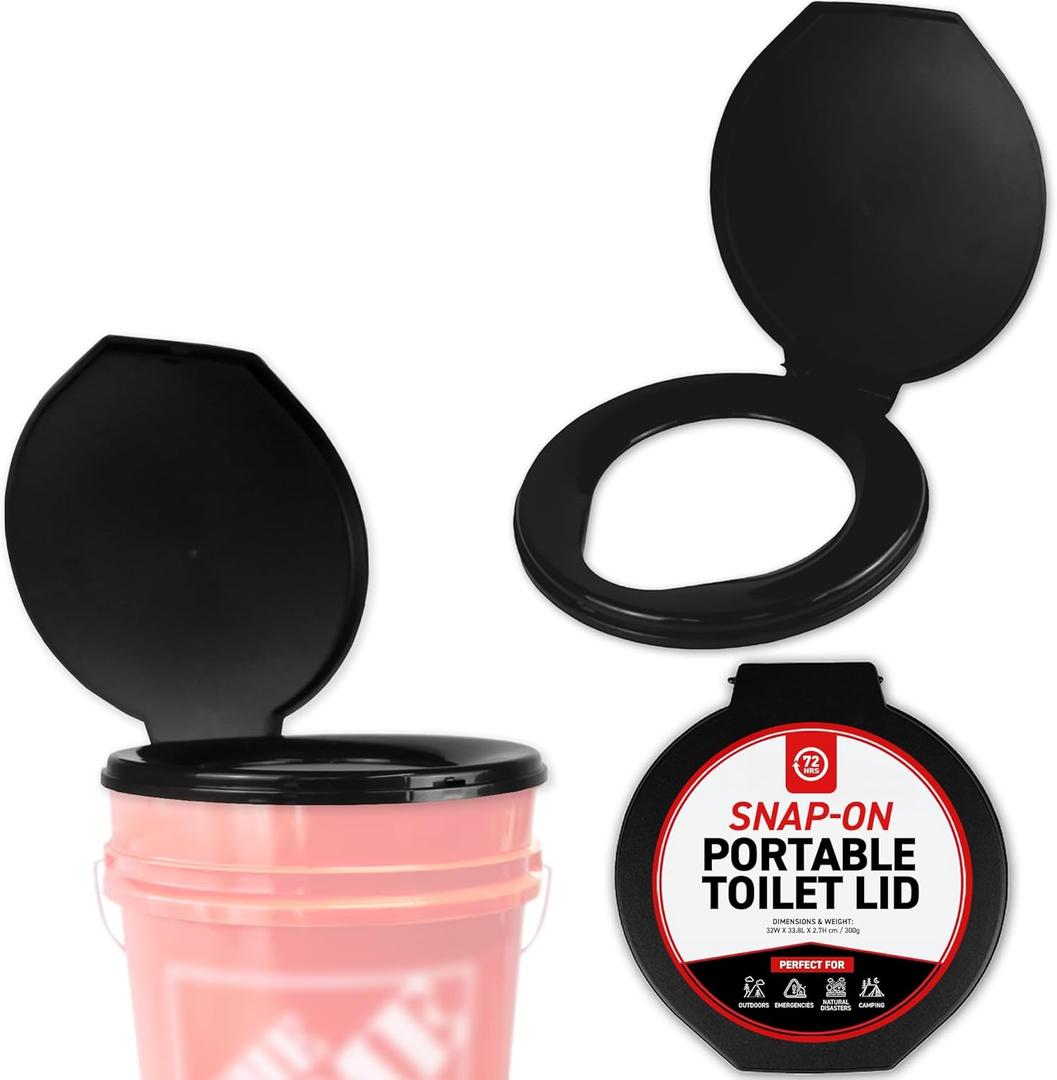 72 HRS Premium Portable Camping Toilet Seat with Lid for 5 Gallon Buckets, Outdoor Camping, Hiking, Emergencies - Perfect for Emergency Preparedness, Backcountry, Car, Boat, Road Trips