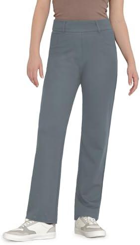 Women's Dress Pants Work Business Straight Leg Pants Tummy Control Office Professional Grey Trousers Regular 31" Inseam High Waisted Ladies Slacks 2XL