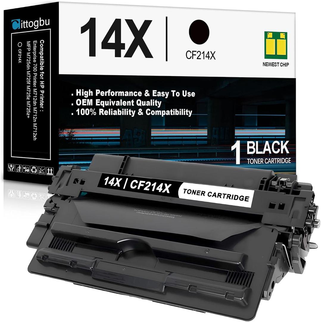 14X Black High Yield Toner Cartridge(1 Pack): Compatible CF214X 14X Toner Cartridge Replacement for HP 14X Enterprise 700 Printer M712dn M712n MFP M725dn M725f M725z M725z+ Printers
