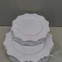 COLOSUS 60PCS White Plastic Plates-Fancy Plastic Beaded Plates,Plastic Premium Hard Plastic Plates for Party, Elegant White plates,Include10.5 Dinner plates & 8.25" Dessert plates for Mother's Day