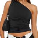 Trendy Queen Womens Going Out Tops Summer Spring Tank Crop Outfit Cute Y2k Shirts Corset Fashion Workout Clothes 2025 (X-Large, Black)