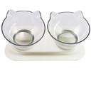 Dog Bowls, Cat Ears Shaped Dog Cat Feed Bowls 15° Tilt Design Anti-Slip Double Bowls Raised Stand Food Water Bowl Dog Feeder Pets Supplies