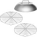 SafBbcue 3 Sets Flat top Grill Accessories 12" Round Melting Dome Wire Rack for Blackstone for Big Green Egg for Nexgrill for Camp Chef Grills, Stainless Steel Dome Cover & Grill Rack