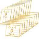18 Pack Gold Frame Acrylic Sign Holder Wedding Table Number Slanted Clear Menu Holder Picture Document Brochure Double Sided Stands Photo Office Display(Vertical and Horizontal,6 x 4 In)